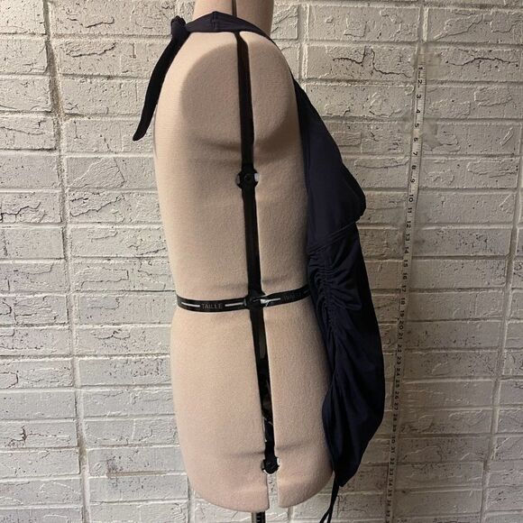 Lands End Womens Solid Ruched Slimming Halter Tankini Swim Top Size 8 NWT - Picture 4 of 9